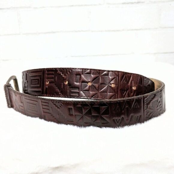 RITZ COLLECTION Aztec Stamped Leather Belt - Picture 2 of 7